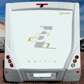 Kit Bavaria Baltic en vinilo de corte a dos colores oro y plata. Para aplicar en laterales y parte trasera.