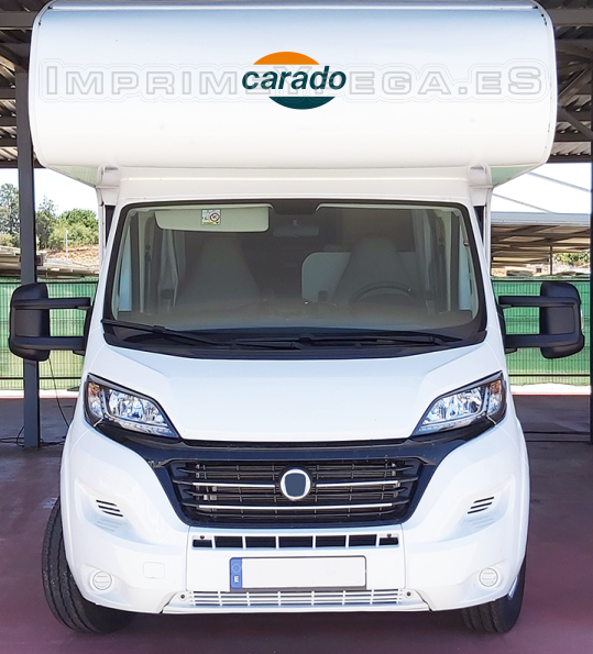 Pegatinas Autocaravana Carado para el Frontal a dos c olores en vinilo de corte