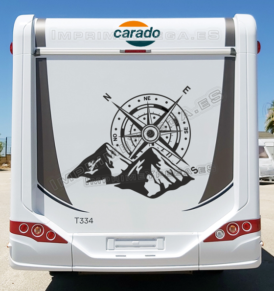 Pegatinas Autocaravana Carado para trasera a dos c olores en vinilo de corte.