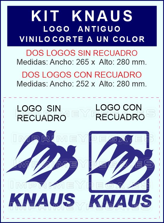 Kit de pegatinas compuesto 4 vinilos a color azul LOGO + KNAUS