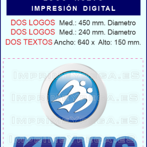 kit Knaus impreso a todo color + laminado compuesto por logotipo de la marca en dos tamaños y texto.