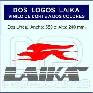 Vinilos para Autocaravana Laika en dos colores en vinilo de corte, rojo y gris oscuro. Dos Juegos.