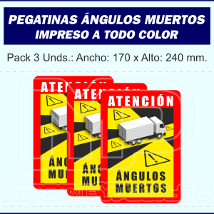Kit 3 Pegatinas Ángulos Muertos para Camiones. Medidas: 17 x 24 cm.