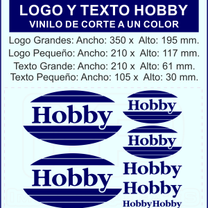 Vinilo para Autocaravanas HOBBY a un color en Azul, logo y texto.