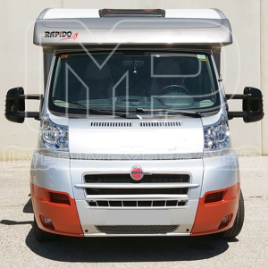 Vinilos en vinilo de corte rojo y negro de marca RAPIDO. Frotal autocaravana