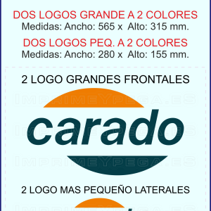 kit de pegatinas para Autocaravana Carado a dos colores. en dos tamaños diferentes.