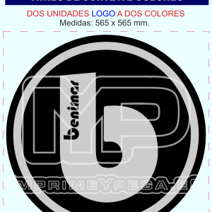 Logotipo BENIMAR con fondo en vinilo de corte a dos colores .